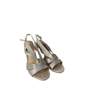 Kelly & Katie Womens Size 8.5 Silver Strappy Slingback High Heels